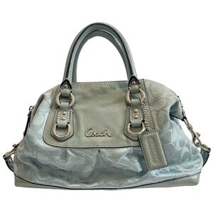 Vintage Coach Slouchy Shoulder Bag with Repositionable Should Strap-Blue/Silver